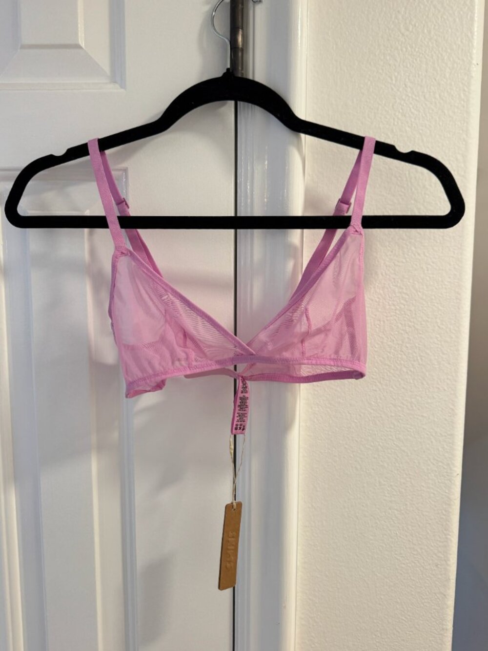 SKIMS pink ultra fine mesh Triangle Bralette. NWT